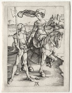 レディ・ライディングとランツクネヒトc。 1497。 作： Albrecht Dürer