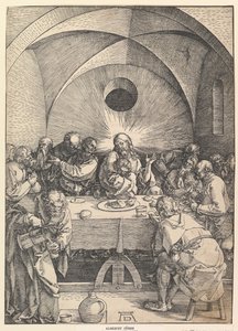 最後の晩餐、『大受難』より、1510年。 作： Albrecht Dürer