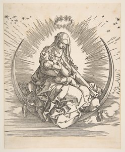 三日月のマドンナ、ヴァージンの生涯の最前線、ca。 1511。 作： Albrecht Dürer