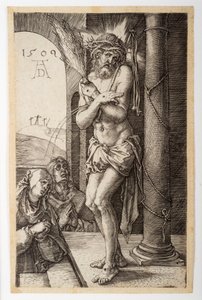 刻まれた情熱からの聖母と聖ヨハネの列による悲しみの男 作： Albrecht Dürer