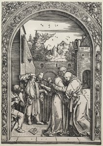 黄金の門でのヨアヒムとアンナの出会い 作： Albrecht Dürer