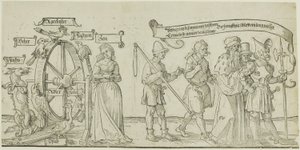 Michelfeldt Tapestry (社会的不正に関する寓話)、3 つの部分の最初の部分 作： Albrecht Dürer