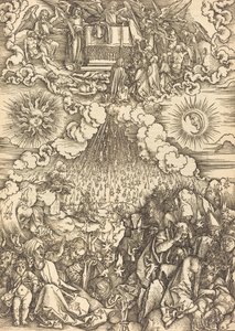 第五と第六の封印の開封、おそらくc。 14961498。 作： Albrecht Dürer