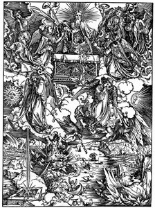 セブンスシールのオープニング、トランペットを持つ7人の天使、1498年、1936年 作： Albrecht Dürer