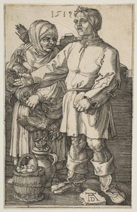 市場での農民夫婦、1519年。 作： Albrecht Dürer