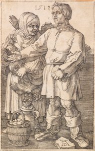 市場での農民とその妻、1519年。 作： Albrecht Dürer