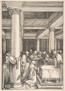 神殿でのプレゼンテーション、「聖母の生涯」より1505。 作： Albrecht Dürer