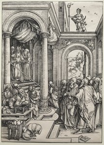 神殿での聖母の贈呈c。 1502-1503。 作： Albrecht Dürer