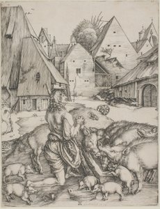 豚に囲まれた放蕩息子 作： Albrecht Dürer