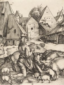 放蕩息子、c。 1496年。 作： Albrecht Dürer