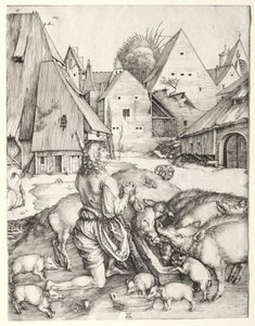 放蕩息子、c。 1496年。 作： Albrecht Dürer