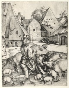 放蕩息子、c。 1496年。 作： Albrecht Dürer