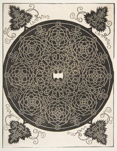 第三の結び目。インターレースラウンデル、8リースとスカラップシールド、i ...、前1521。 作： Albrecht Dürer