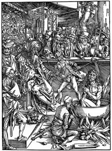 聖ヨハネ伝道者の拷問、1498年、1936年 作： Albrecht Dürer