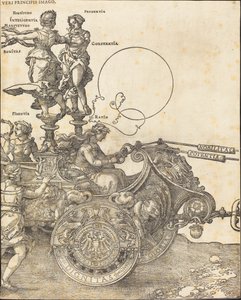 マクシミリアン 1 世の凱旋戦車 (偉大な凱旋車) [プレート 2/8] 作： Albrecht Dürer