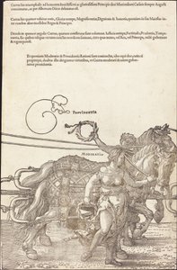 マクシミリアン 1 世の凱旋戦車 (偉大な凱旋車) [プレート 3/8] 作： Albrecht Dürer
