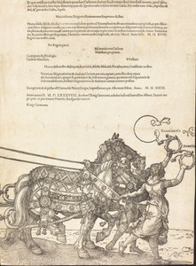 The Triumphal Chariot of Maximilian I The Great Triumphal Car [plate 8 of 8], 1523 Latin ed..    1194383   ja       japanese Successfully Translated  Original: Young Man Playing Flute as Three Girls Watch Translat: Young Man Playing Flute as Three Girls Wa 作： Albrecht Dürer