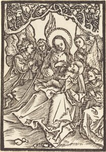 4人の天使と共にキリストの子供を看護する聖母 作： Albrecht Dürer