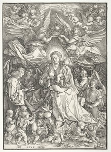 多くの天使に囲まれた聖母、1518年。 作： Albrecht Dürer