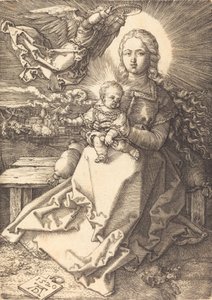 一人の天使に戴冠される聖母子、1520年。 作： Albrecht Dürer