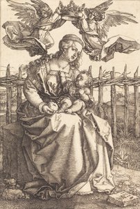 2 人の天使によって戴冠された聖母子、1518 年。 作： Albrecht Dürer
