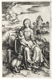 猿の聖母子c。 1498年。 作： Albrecht Dürer