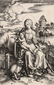 猿と一緒の聖母子、c。 1498年。 作： Albrecht Dürer