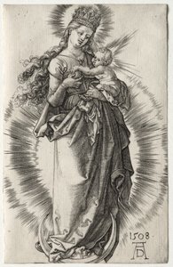 星空の王冠を持つ聖母、1508年。 作： Albrecht Dürer