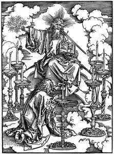 黙示録からの7つのローソク足のビジョン、1498年、1936年 作： Albrecht Dürer