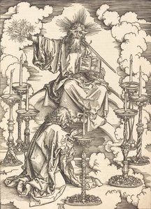 7 つのローソク足のビジョン、おそらく c. 14961498。 作： Albrecht Dürer