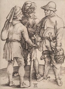 会話中の3人の農民、1497-1498。 作： Albrecht Dürer