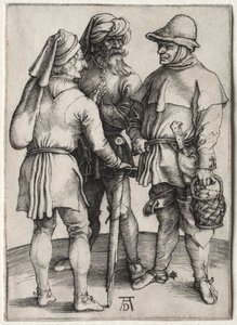 会話中の3人の農民、c。 1497。 作： Albrecht Dürer