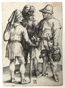 会話している3人の村人、1497年頃 作： Albrecht Dürer