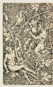 サテュロス族のタペストリーの 2 つのデザイン 作： Albrecht Dürer