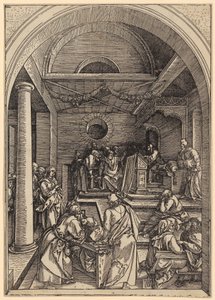 12歳のイエス、神殿にて――『マリアの生涯』シリーズ第16枚 作： Albrecht Dürer