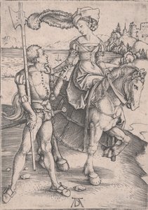 馬に乗った女性とLansquenet 作： Albrecht Dürer