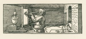 缶を描く男 作： アルブレヒト・デューラーまたはデューラー