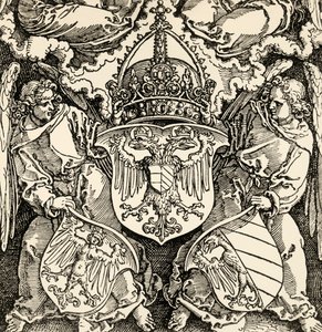 ゲルマン帝国の紋章、アルブレヒト・デューラー（1471-1528）作、エングレービング、ドイツ 作： Albrecht Dürer