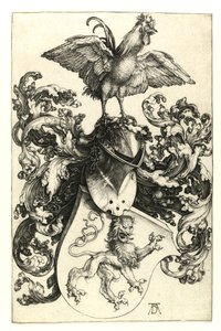 ライオンとオンドリの紋章。 1502-03 作： Albrecht Dürer