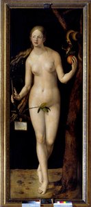 アルブレヒト・デューラー（1471-1528）によるイブの絵、木に油彩 作： Albrecht Dürer
