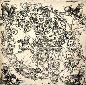 1510-20年頃の木版画「セプテントリオナル共同体の想像と十二の想像」(Imagines coeli Septentrionales cum duodecim imaginibus zodiaci)