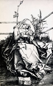 塀の中の聖母子像（銅版画 作： Albrecht Dürer