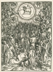 小羊の礼拝と選ばれし者の賛歌。聖ヨハネの黙示録 1496-97年頃（木版画） 作： アルブレヒト・デューラーまたはデューラー