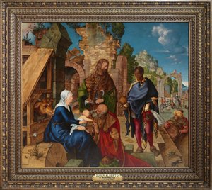 マギの崇拝」アルブレヒト・デューラー（1471-1528）。木に油彩 作： Albrecht Dürer