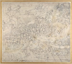 コンスタンツ湖畔のロールシャッハ付近での襲撃（1500年頃）（紙にペンとインク 作： Albrecht Dürer