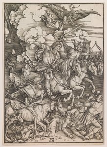 黙示録の四騎士、『黙示録』より、1497-98年頃（木版画） 作： アルブレヒト・デューラーまたはデューラー