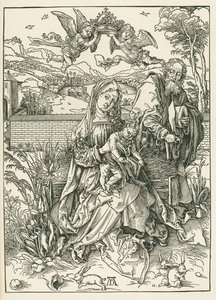 三羽のウサギと聖家族》1497年頃（木版画） 作： アルブレヒト・デューラーまたはデューラー
