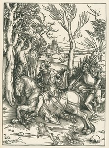騎士とランツクネヒト、1496年頃（木版画） 作： アルブレヒト・デューラーまたはデューラー