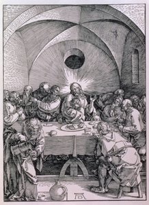 「グレートパッション」シリーズの最後の晩餐、パブ。 1511（木版） 作： Albrecht Dürer