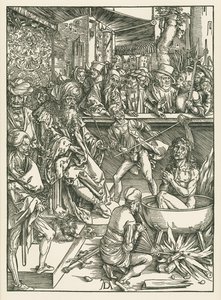 福音書記者聖ヨハネの殉教 1496-97年頃（木版画） 作： アルブレヒト・デューラーまたはデューラー